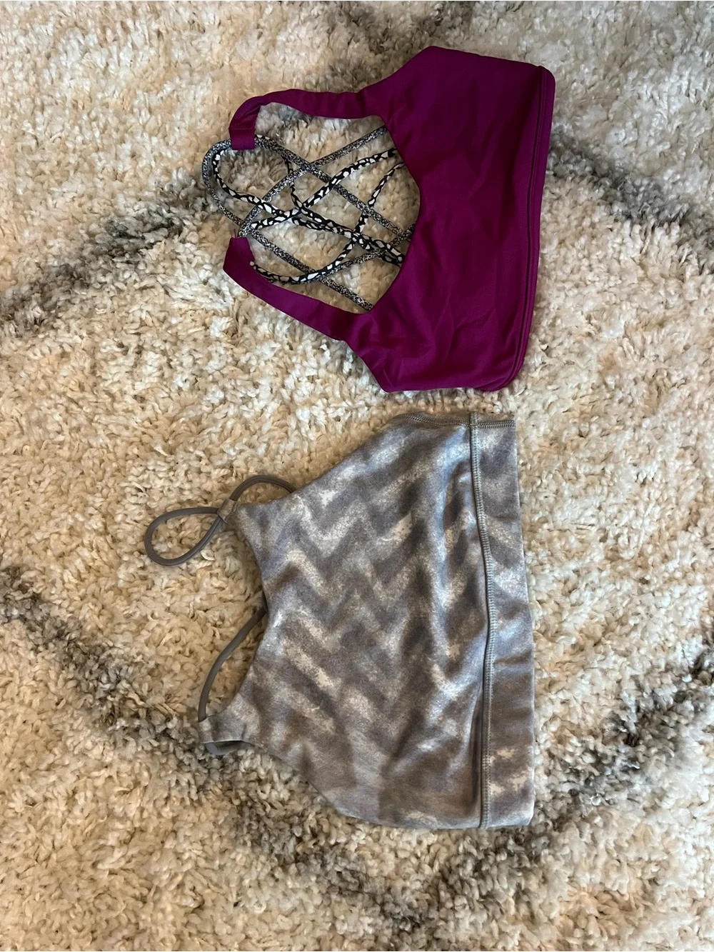 lululemon athletica Women's Magenta Sports Bra with Silver Strappy Back